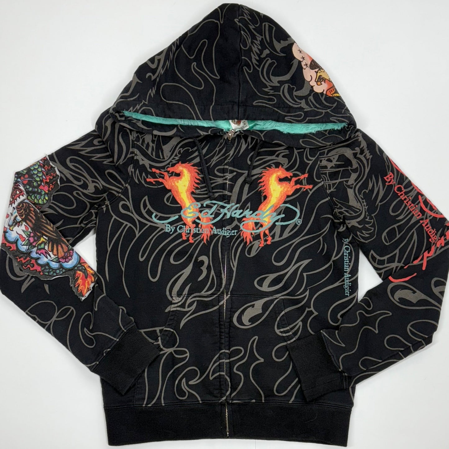 Ed Hardy by Christian Audigier “Dead or Alive” Zip Up Hoodie