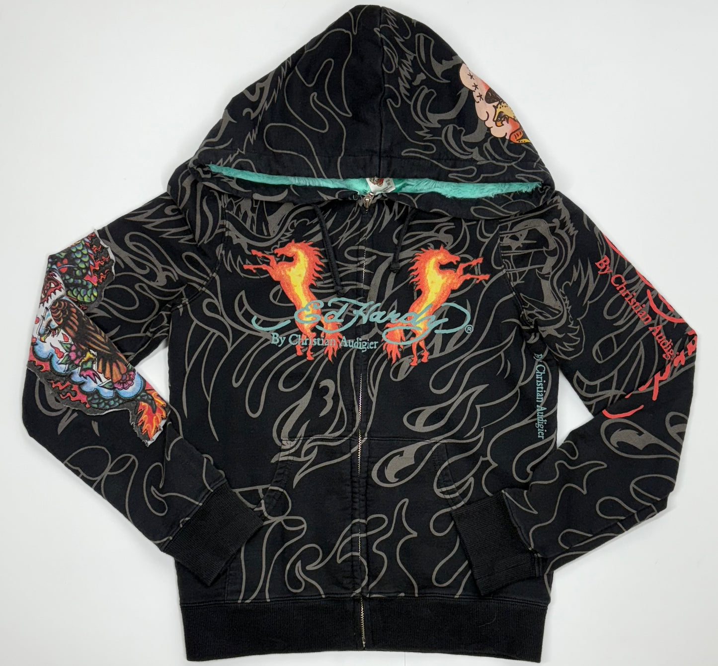 Ed Hardy by Christian Audigier  “Dead or Alive” Zip Up Hoodie