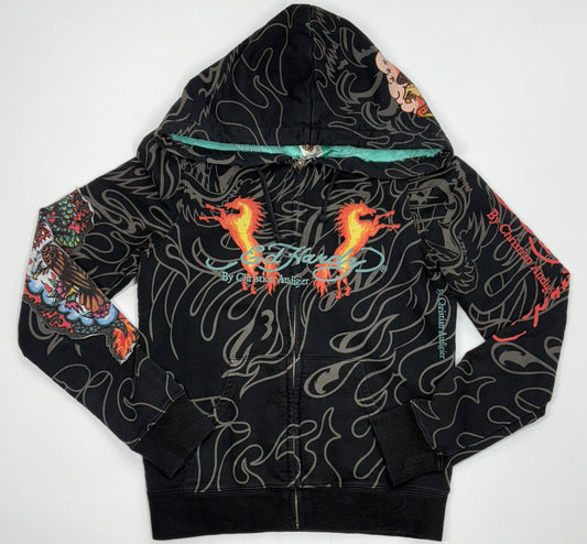 Ed Hardy by Christian Audigier  “Dead or Alive” Zip Up Hoodie
