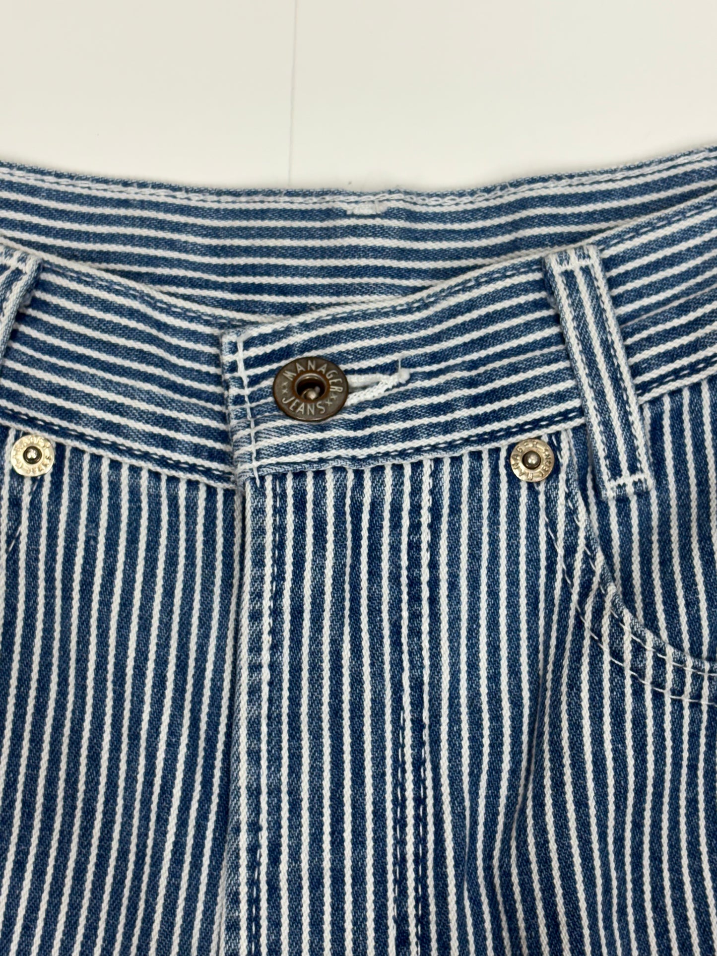 Blue & white pinstripe high waisted shorts