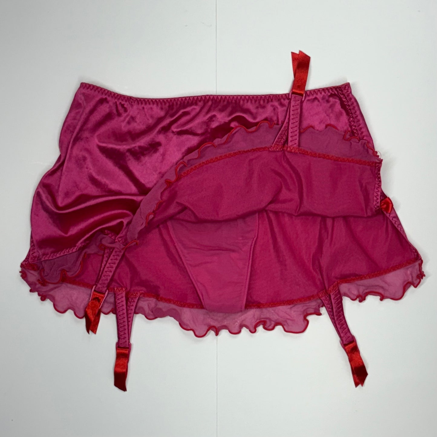 Victoria’s Secret Garter Belt Mini Skirt Pink & Red
