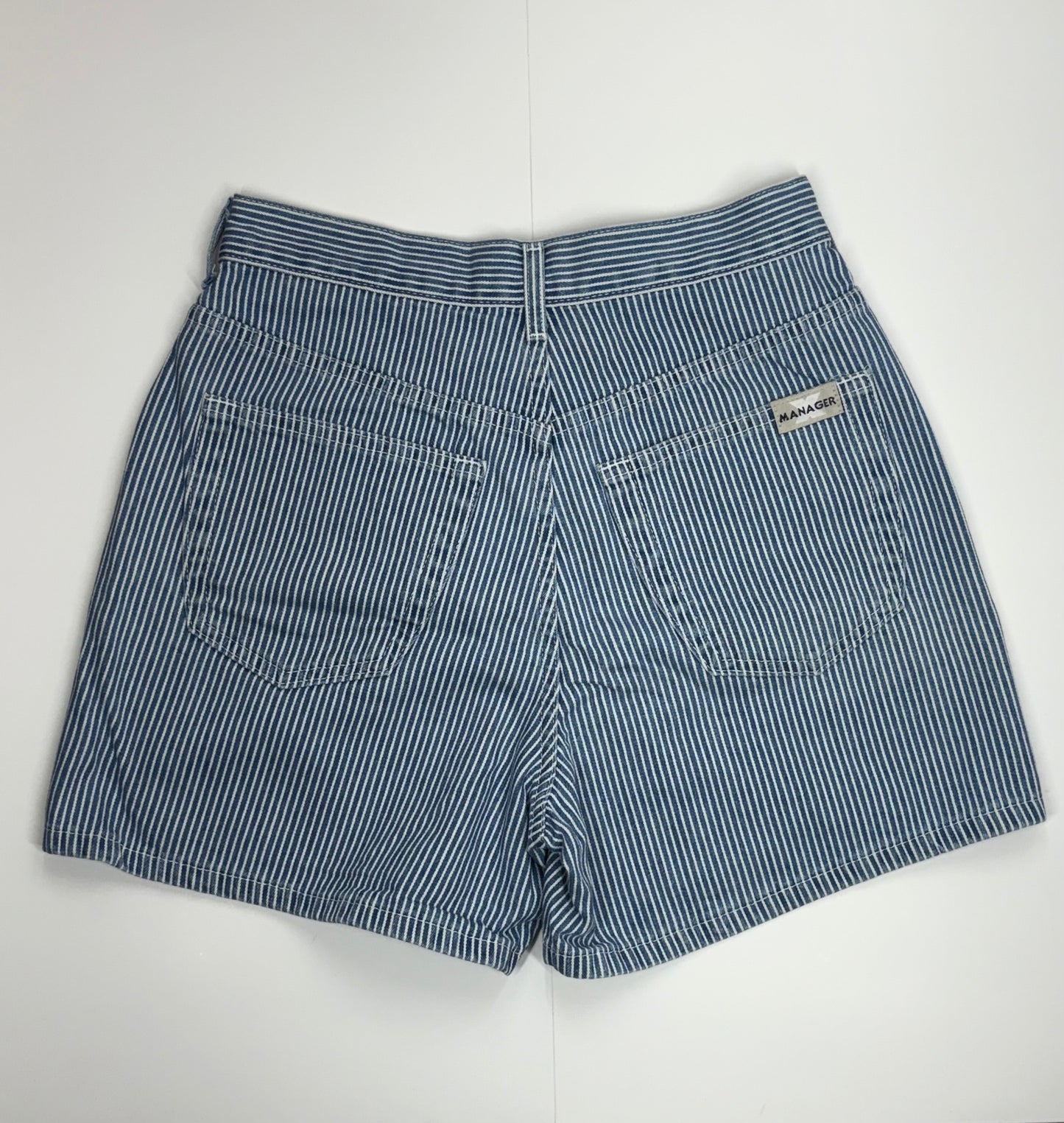Blue & white pinstripe high waisted shorts