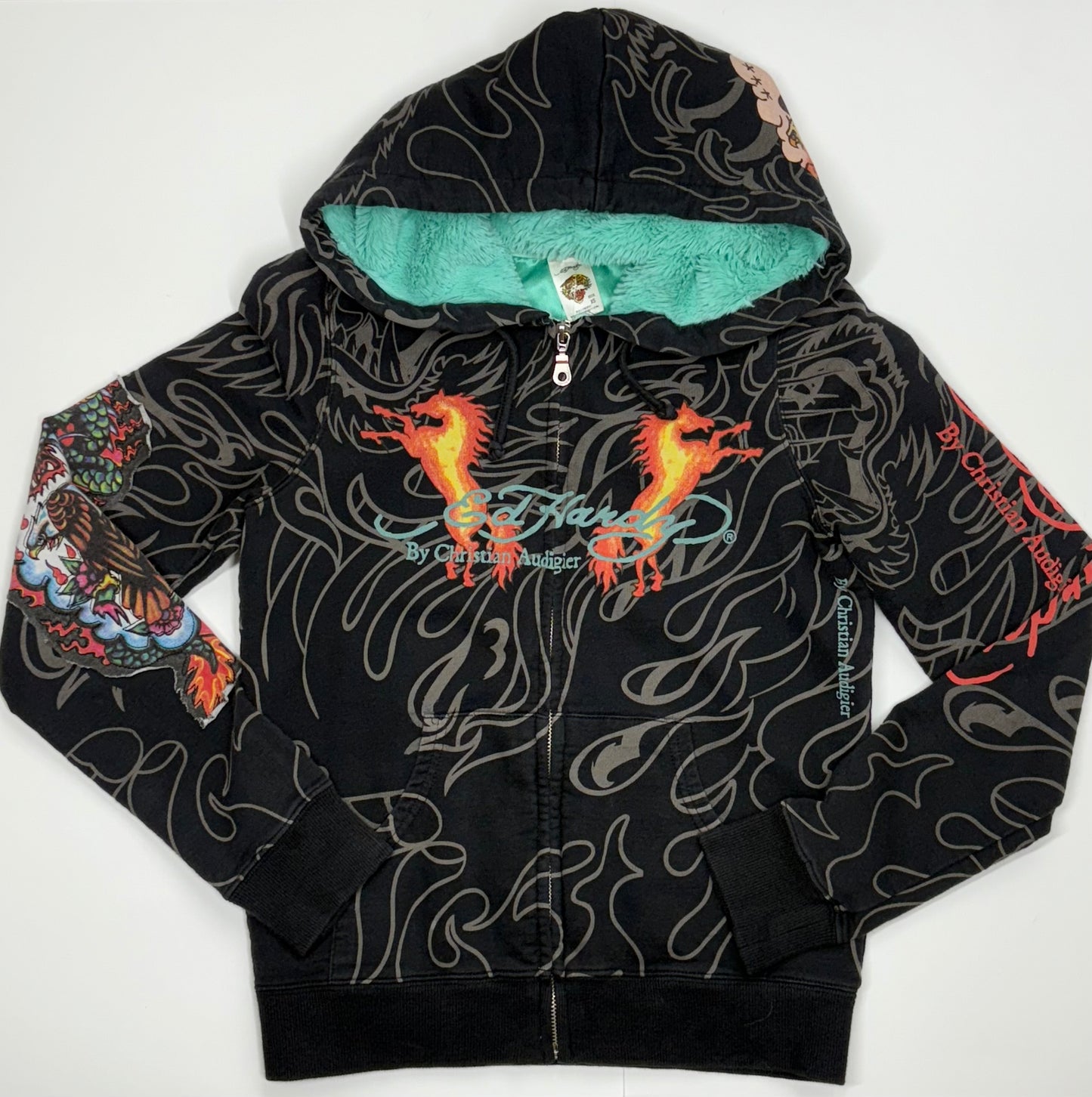 Ed Hardy by Christian Audigier  “Dead or Alive” Zip Up Hoodie