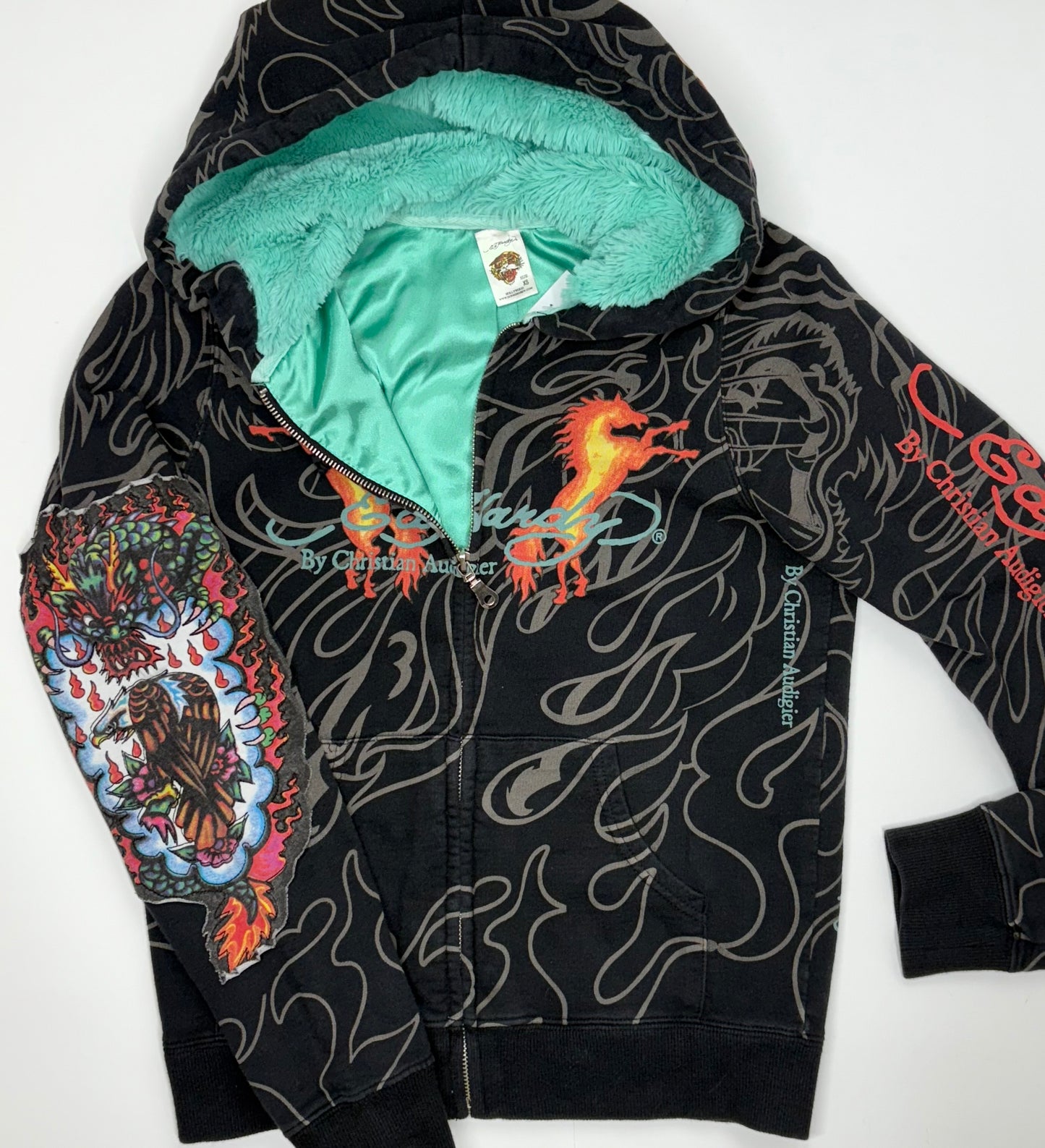 Ed Hardy by Christian Audigier  “Dead or Alive” Zip Up Hoodie