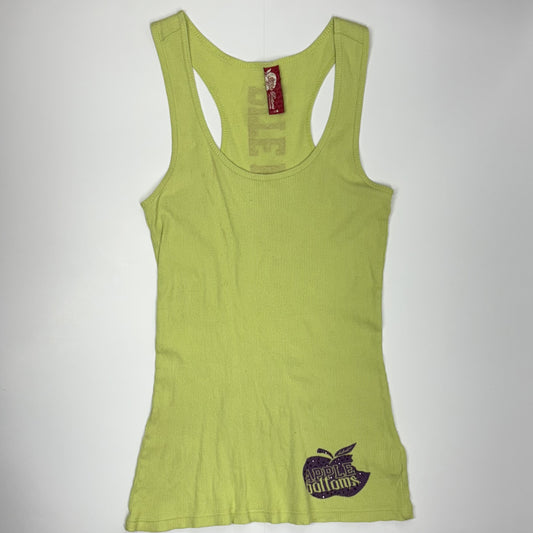 Apple Bottoms Womens Tank Top | Y2K Lime Green 'Bite Me' Graphic Racerback | Size Large
