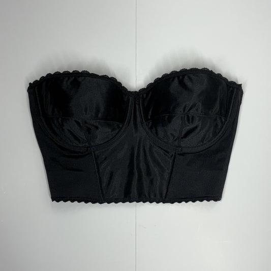 Vintage Vogue Bra Black Bustier Crop Top Strapless 38c