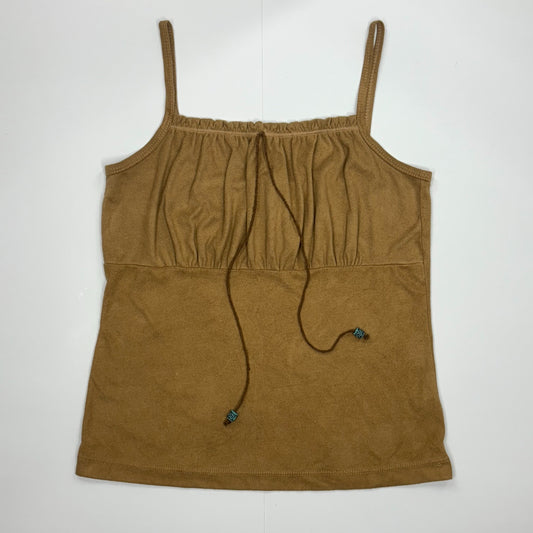 Brody Brown Drawstring Spaghetti Strap Tank Top | Vintage Y2K 2000s | Size M