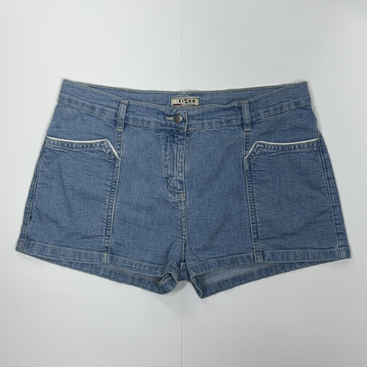 Fiser Jeans, Jean Shorts Light Blue W/ White Contrast Piping 2000s Western- Size 29