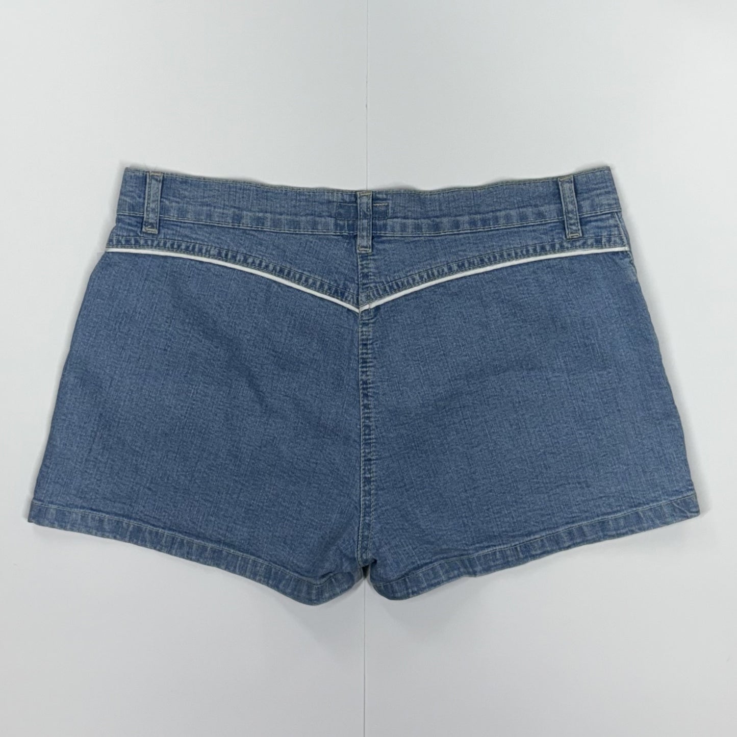 Fiser Jeans, Jean Shorts Light Blue W/ White Contrast Piping 2000s Western- Size 29
